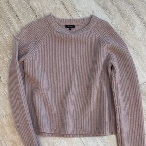Quince Women's Ribbed cashmereCrew Neck Sweater in dusty pink